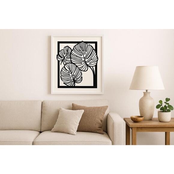 Modern 3D Printed Leaf Line Art Minimalist 8x10 Wall Decor Living Room Office - Picture 2 of 3